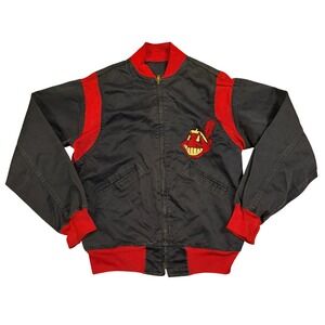 Vintage Rawlings Cleveland Indians Chief Wahoo Bomber Jacket Navy Red Mens M